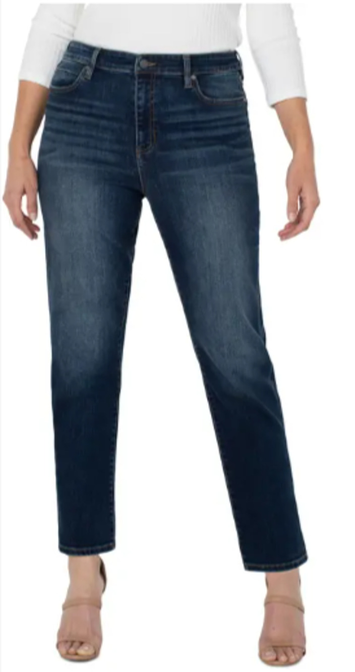 White House Black Market Women's Dark Blue Straight Crop Jeans High Waist Size 4